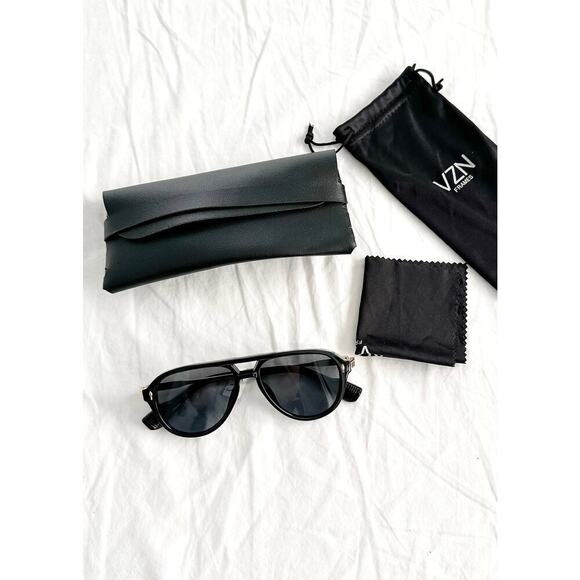 NEW VZN Frames Sainte Maxi | Onyx Black Round Aviator Sunglasses main image 7